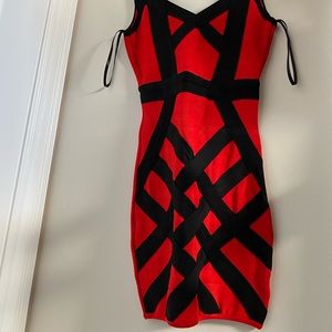 black and red Bebe mini dress